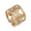 Ion Plating(IP) 304 Stainless Steel Rhombus Open Cuff Rings for Women RJEW-G285-31G-1