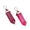 2Pcs Natural Agate Dyed Double Terminated Pointed Pendants G-YW0002-05E-3
