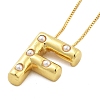 Brass & Plastic Pearl Letter Pendant Box Chain Necklaces for Women NJEW-U017-01G-06-2