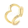 Heart Brass Micro Pave Cubic Zirconia Open Cuff Rings RJEW-P098-12G-1