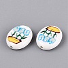 Hand Painted Tulip Flower Oval Porcelain Beads PORC-N012-11F-2