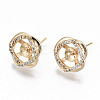 Brass Micro Pave Clear Cubic Zirconia Stud Earring Findings KK-T062-54G-NF-1