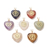 7Pcs 7 Styles Chakra Natural Tiger Eye & Sodalite & Red Jasper & Quartz Crystal & Green Aventurine & Amethyst & Red Aventurine Copper Wire Wrapped Heart Pendants PALLOY-JF03044-1