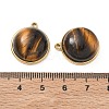 304 Stainless Steel & Natural Tiger Eye Pendants SA-CBA11D7-03G-3
