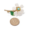 Synthetic Turquoise & Seed & Glass Braided Galsang Flower Brooch Pin JEWB-TA00008-3