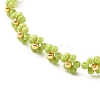 Glass Seed Beaded Flower Necklace with Alloy Enamel Bee Charm NJEW-JN03817-02-4