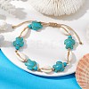 Natural Shell & Synthetic Turquoise Braided Bead Bracelets AJEW-AN00562-02-2