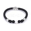 Men's Braided Leather Cord Bracelets BJEW-JB04253-02-1