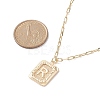 Brass Rectangle with Initial Letter Pendant Necklace with Paperclip Chains for Men Women NJEW-JN04007-6