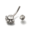 304 Stainless Steel Clear Cubic Zirconia Curved Barbell Belly Button Rings AJEW-D306-03P-02-3