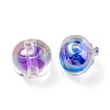 UV Plating Rainbow Iridescent Acrylic Beads OACR-A014-02-2