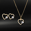 Clear Cubic Zirconia Heart Jewelry Set with Plastic Imitation Pearl ZC3739-1-2