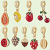 9Pcs 9 Styles Brass Enamel Fruit European Dangle Charms OPDL-BBC0001-04G-6
