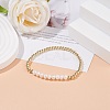 Natural Pearl & Brass Beaded Stretch Bracelet for Women BJEW-JB08164-01-2