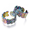 304 Stainless Steel Leaf Cuff Rings RJEW-N038-110M-2