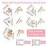 CREATCABIN 10Pcs 5 Style Brass Stud Earring Findings KK-CN0001-88-2