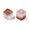 Frosted Glass Beads with Golden Glitter Powder DGLA-NH001-6mm-01G-2