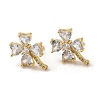 Rack Plating Real 18K Gold Plated Brass Clover Stud Earrings EJEW-B034-01G-1