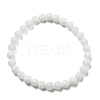 Natural White Jade Round Beaded Stretch Bracelets BJEW-F202-06-01-1