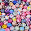 Printed Round with Ghost Pattern Silicone Focal Beads SI-JX0056A-126-4