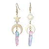 Moon & Star & Sun Brass Asymmetrical Earrings EJEW-JE05459-3