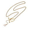 Adjustable Plastic Imitation Pearl Teardrop Tassel 304 Stainless Steel Heart OT Clasps Lariat Necklaces for Women SA-CBA364C-01G-2