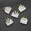 Natural Quartz Crystal Brass Pendants KK-E274-01G-09-1