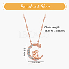 Chinese Zodiac Necklace Rabbit Necklace 925 Sterling Silver Rose Gold Bunny on the Moon Pendant Charm Necklace Zircon Moon and Star Necklace Cute Animal Jewelry Gifts for Women JN1090D-2