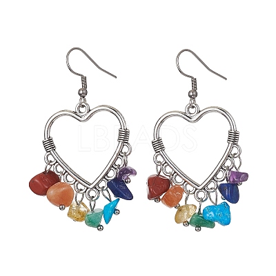 Natural Mixed Gemstone Chips Chandelier Earrings EJEW-JE05418-01-1
