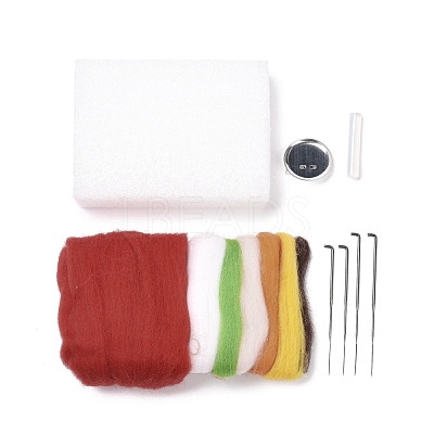 Christmas Theme Santa Claus Brooch Needle Felting Kit DIY-K055-09-1