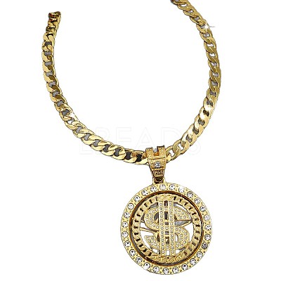 Hip-hop Style Zinc Alloy Crystal Rhinestone Pendant Cuban Link Chain Necklaces FS-WG425B8-01-1
