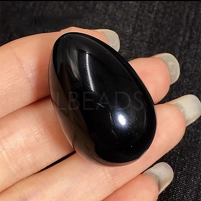 Natural Obsidian Egg Shaped Palm Stone PW23051600915-1