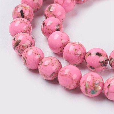 Sea Shell and Synthetic Turquoise Assembled Beads Strands G-G758-01-6mm-1
