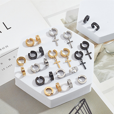 24Pcs 12 Style 204 Stainless Steel Clip-on Earrings EJEW-AN0003-44-1