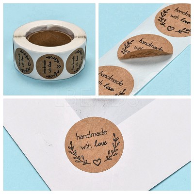 Self-Adhesive Kraft Paper Gift Tag Stickers DIY-G013-A20-1