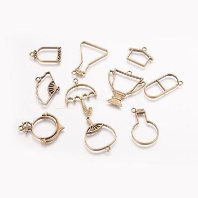Rack Plating Alloy Open Back Bezel Pendants PALLOY-X0037-01AB-1