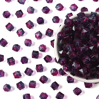 300Pcs Two Tone Transparent Spray Painted Acrylic Beads ACRP-YW0001-16E-1