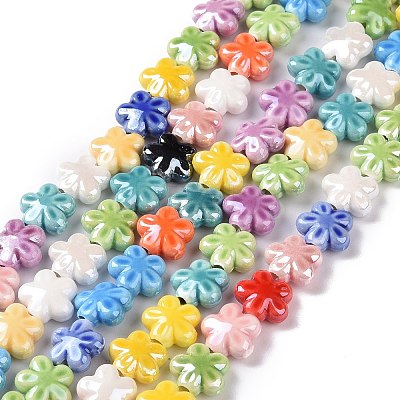Glazed Porcelain Beads Strands X-PORC-K003-01-1
