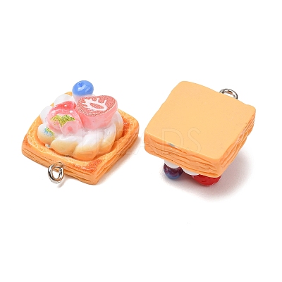 Strawberry Theme Opaque Resin Imitation Food Pendants RE-CBABBAC-01-1