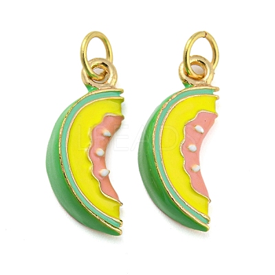 Cantaloupe Rack Plating Brass Enamel Pendants KK-Q804-04G-1
