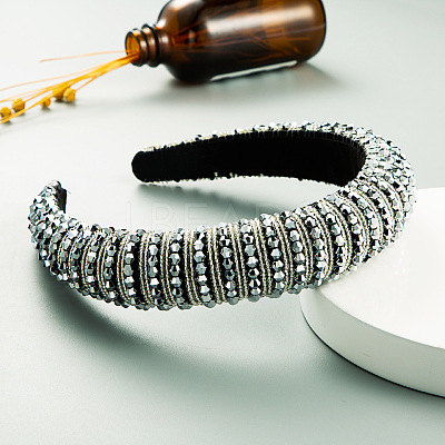 Bling Bling Glass Beaded Hairband OHAR-PW0007-26Y-1