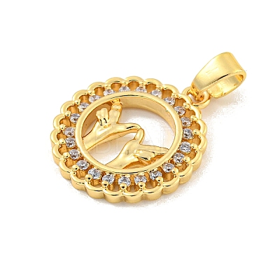 Brass Micro Pave Clear Cubic Zirconia Pendants KK-U007-01G-07-1