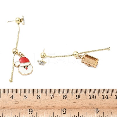 Christmas Aloy Enamel Dangle Stud Earrings for Women EJEW-F399-05B-G-1