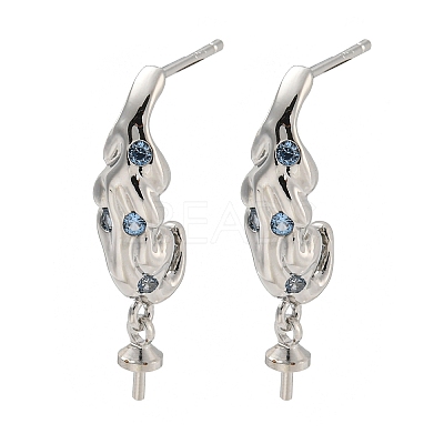Rack Plating Brass Micro Pave Clear Cubic Zirconia Studs Earrings Finding KK-T072-11P-1