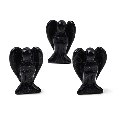 Synthetic Blue Goldstone Angel Figurine DJEW-N006-01A-38-1