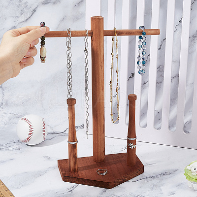 Wooden Baseball Ring Display Holder RDIS-WH0011-37A-1