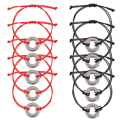 10Pcs 2 Colors Eco-Friendly Korean Waxed Polyester Braided Beaded Bracelets BJEW-DC00004-1
