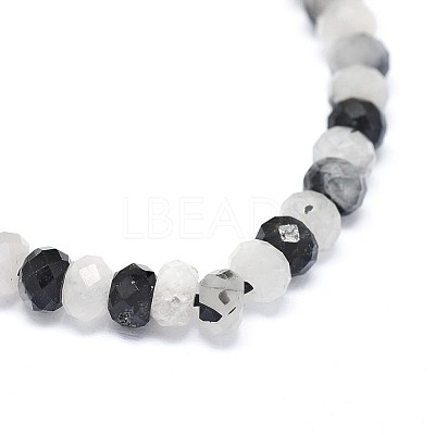 Natural Tourmalinated Quartz/Black Rutilated Quartz Beads Strands G-F632-22E-1