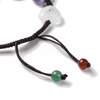 Heart Natural Mixed Gemstone Braided Bead Bracelets BJEW-H239-07-1