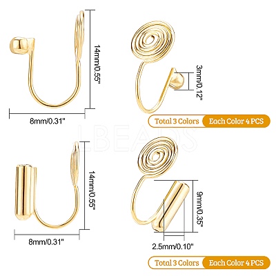 20pcs 5 style Brass Cuff Earring Settings KK-PH0003-94-1